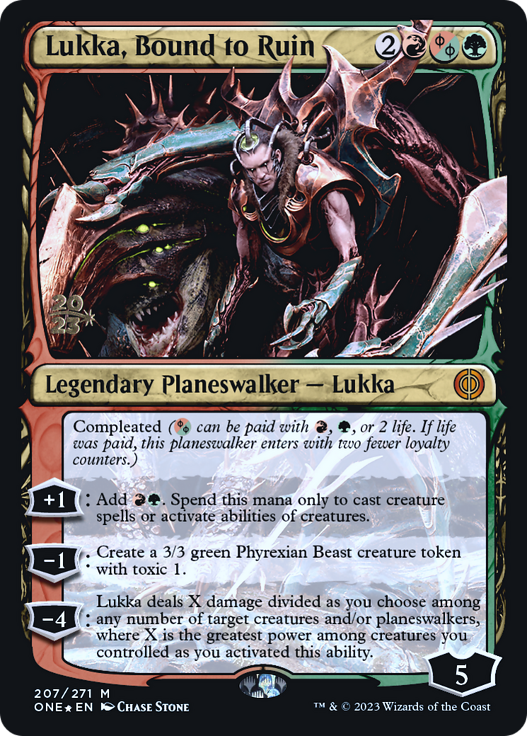 Lukka, Bound to Ruin [Phyrexia: All Will Be One Prerelease Promos] | Deep Dive Games St. Marys