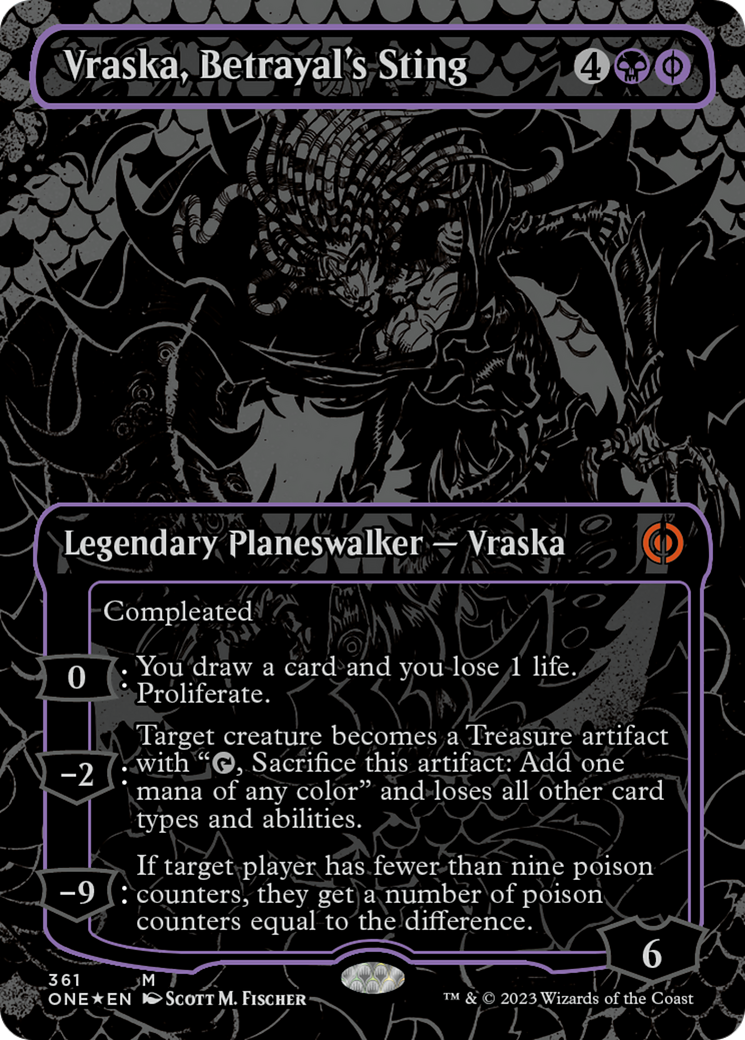 Vraska, Betrayal's Sting (Oil Slick Raised Foil) [Phyrexia: All Will Be One] | Deep Dive Games St. Marys