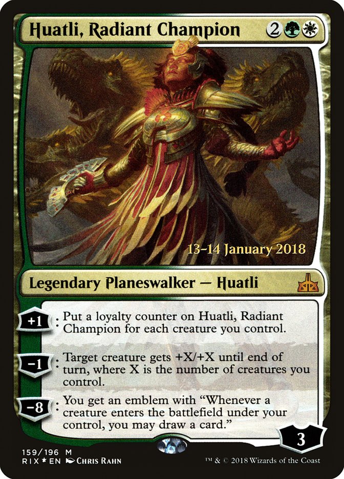 Huatli, Radiant Champion [Rivals of Ixalan Prerelease Promos] | Deep Dive Games St. Marys