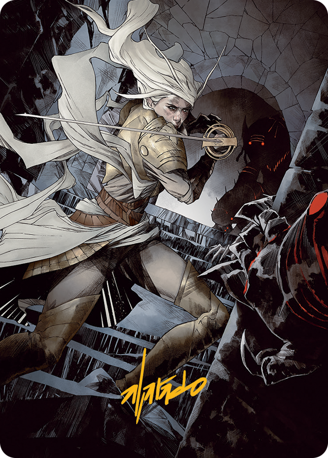 Thalia, Guardian of Thraben Art Card (Gold-Stamped Signature) [March of the Machine Art Series] | Deep Dive Games St. Marys