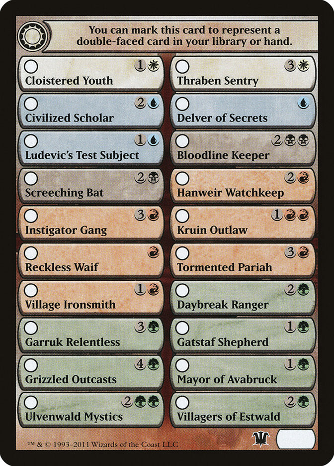 Innistrad Checklist [Innistrad Tokens] | Deep Dive Games St. Marys