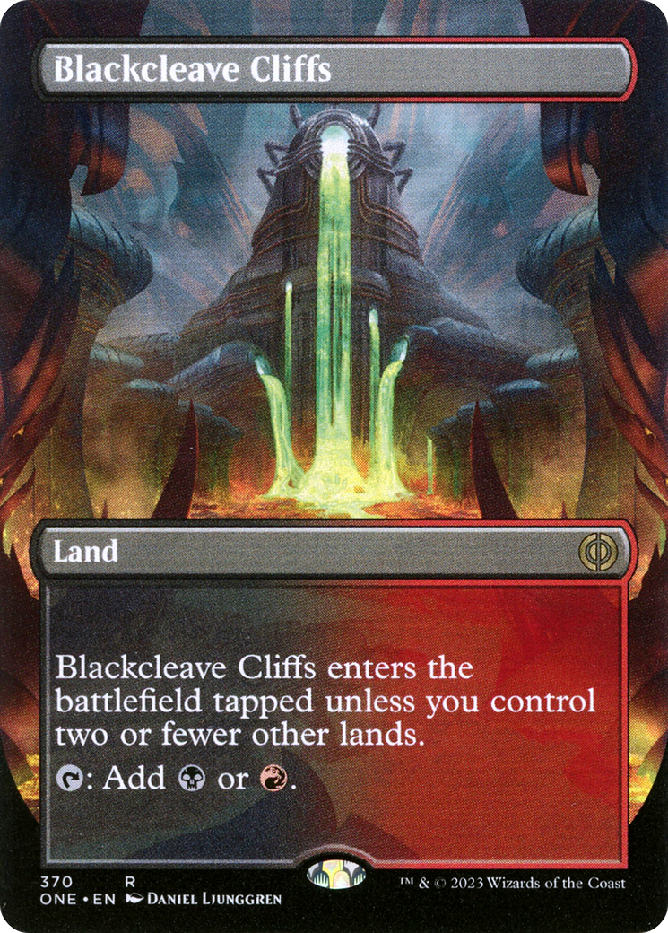 Blackcleave Cliffs (Borderless Alternate Art) [Phyrexia: All Will Be One] | Deep Dive Games St. Marys