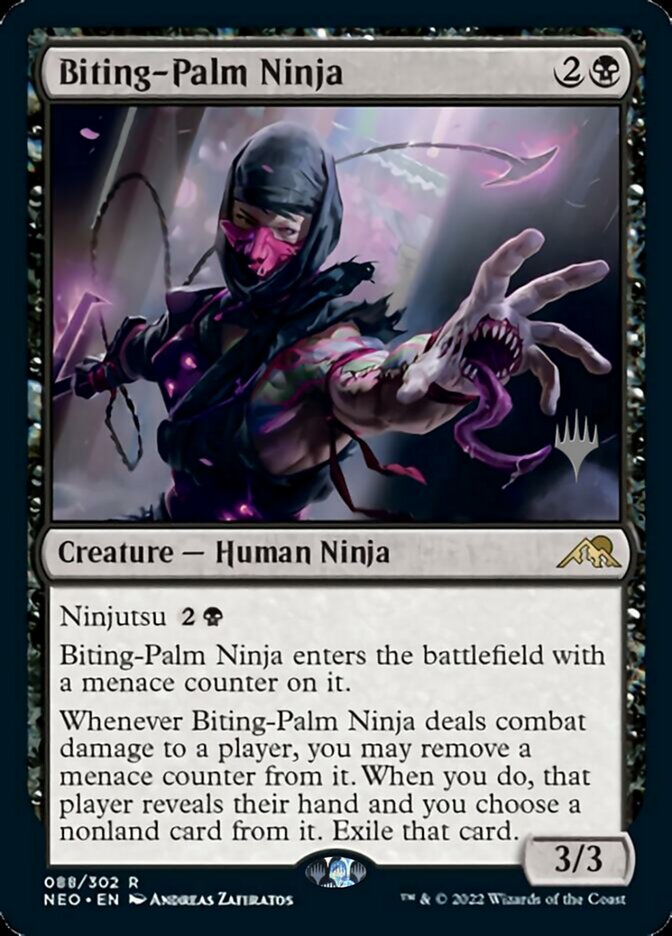 Biting-Palm Ninja (Promo Pack) [Kamigawa: Neon Dynasty Promos] | Deep Dive Games St. Marys