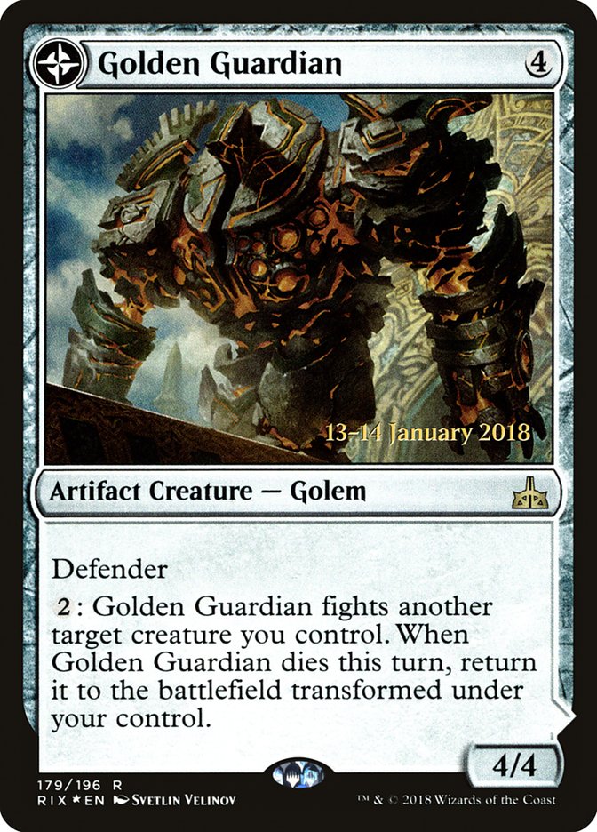 Golden Guardian // Gold-Forge Garrison [Rivals of Ixalan Prerelease Promos] | Deep Dive Games St. Marys