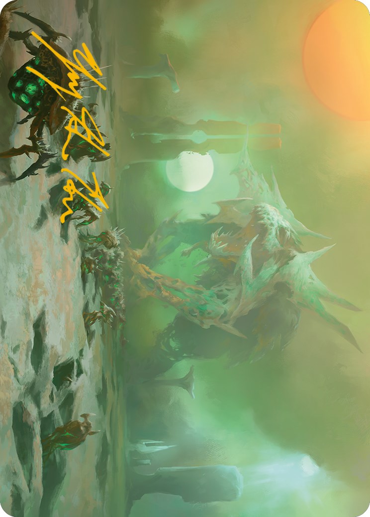 Green Sun's Twilight Art Card (Gold-Stamped Signature) [Phyrexia: All Will Be One Art Series] | Deep Dive Games St. Marys