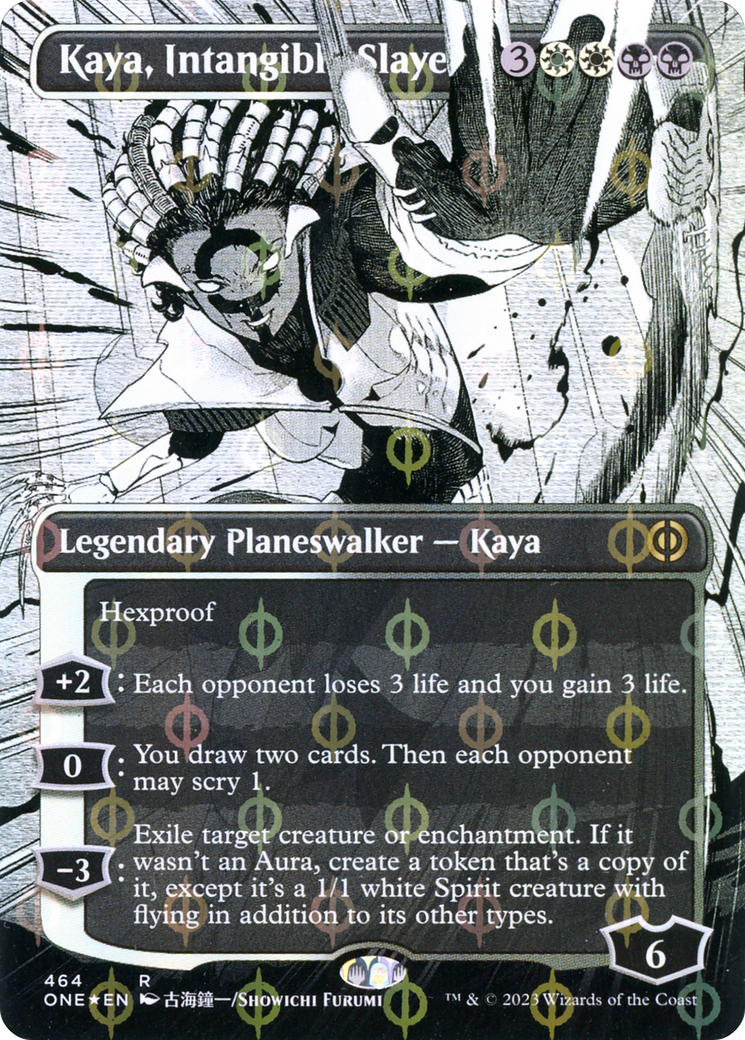 Kaya, Intangible Slayer (Borderless Manga Step-and-Compleat Foil) [Phyrexia: All Will Be One] | Deep Dive Games St. Marys