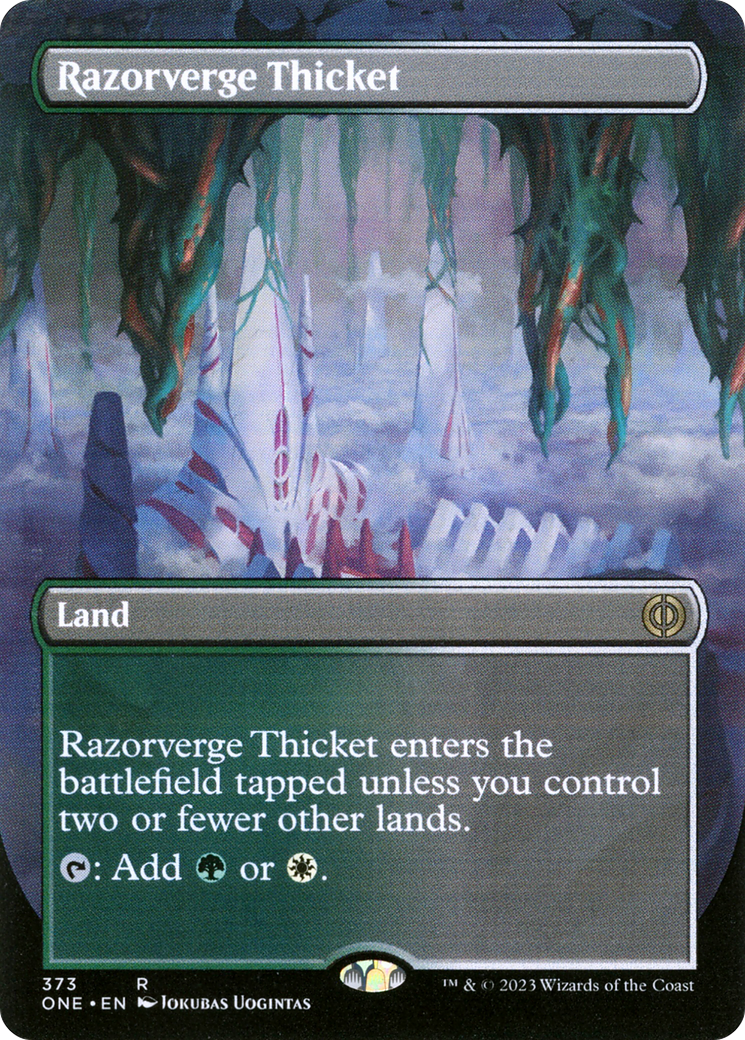 Razorverge Thicket (Borderless Alternate Art) [Phyrexia: All Will Be One] | Deep Dive Games St. Marys