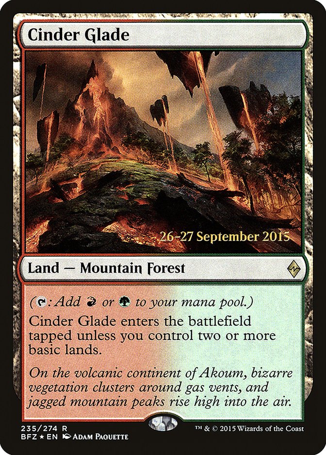 Cinder Glade [Battle for Zendikar Prerelease Promos] | Deep Dive Games St. Marys