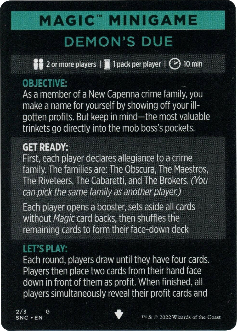 Demon's Due (Magic Minigame) [Streets of New Capenna Minigame] | Deep Dive Games St. Marys