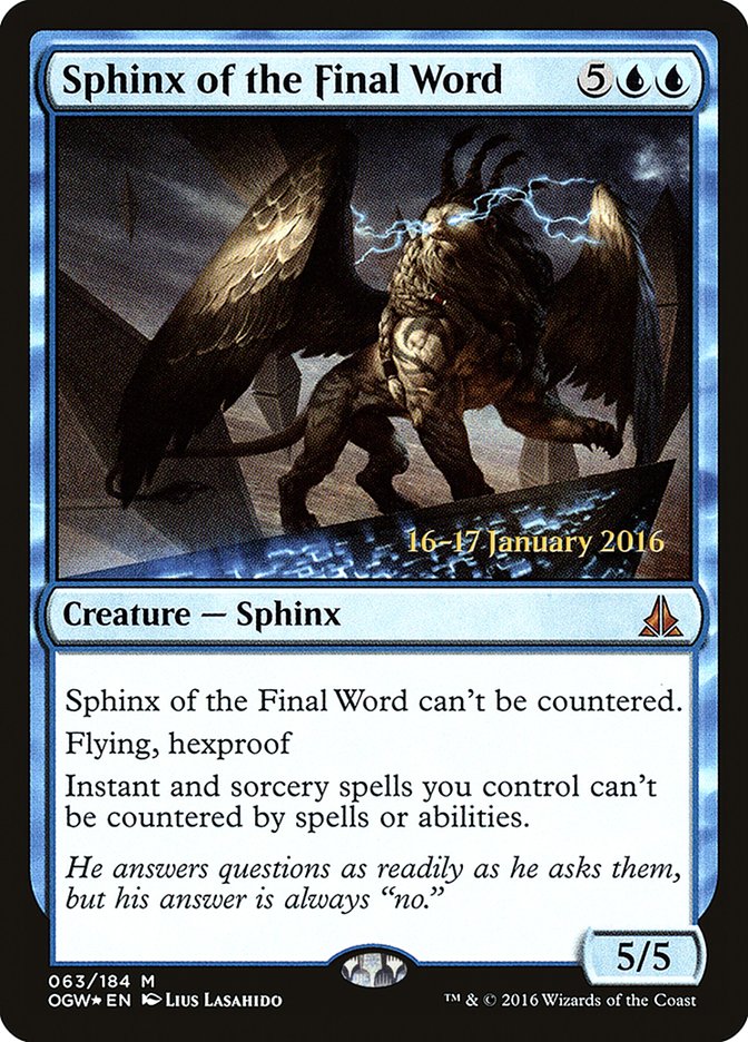 Sphinx of the Final Word [Oath of the Gatewatch Prerelease Promos] | Deep Dive Games St. Marys