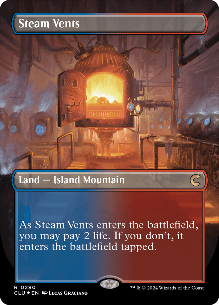 Steam Vents (Borderless) [Ravnica: Clue Edition] | Deep Dive Games St. Marys