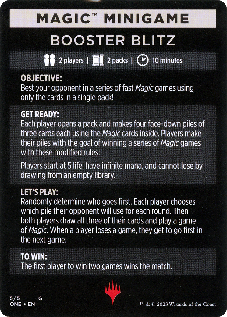 Booster Blitz (Magic Minigame) [Phyrexia: All Will Be One Minigame] | Deep Dive Games St. Marys