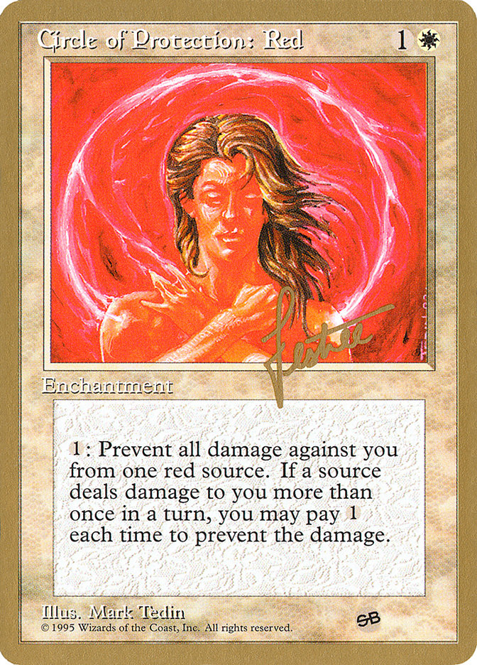 Circle of Protection: Red (Bertrand Lestree) (SB) (4ED) [Pro Tour Collector Set] | Deep Dive Games St. Marys