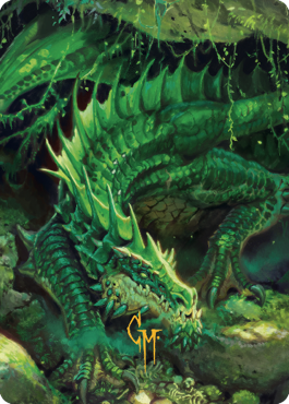 Lurking Green Dragon Art Card (Gold-Stamped Signature) [Commander Legends: Battle for Baldur's Gate Art Series] | Deep Dive Games St. Marys