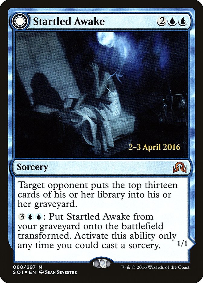 Startled Awake // Persistent Nightmare [Shadows over Innistrad Prerelease Promos] | Deep Dive Games St. Marys