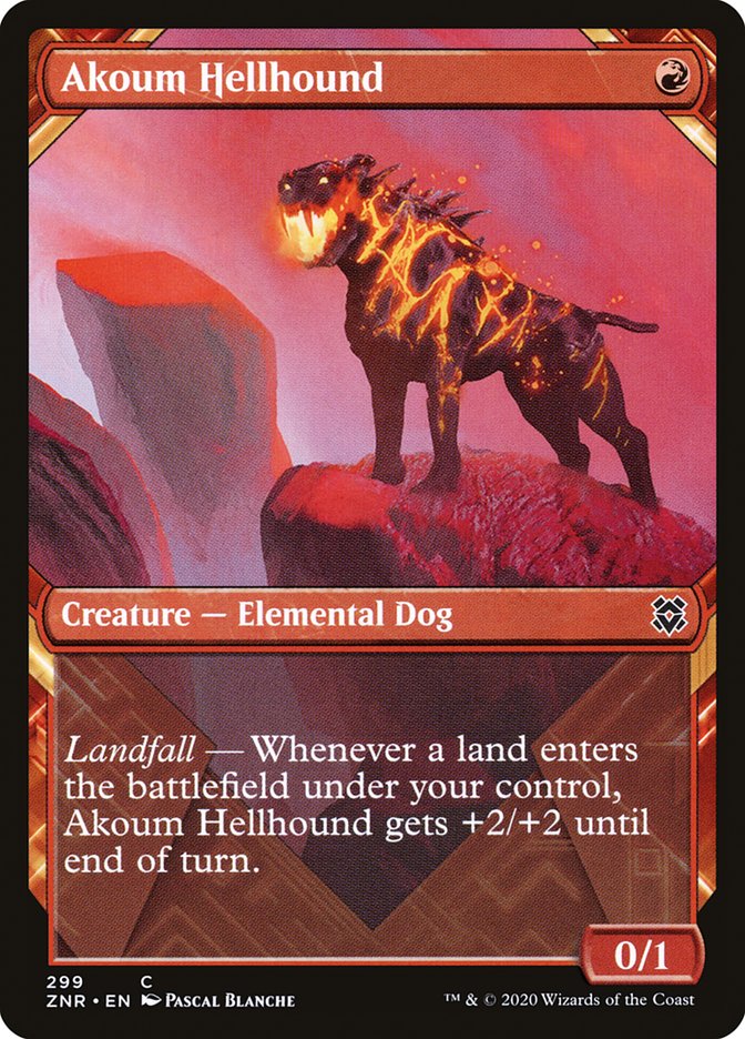 Akoum Hellhound (Showcase) [Zendikar Rising] | Deep Dive Games St. Marys