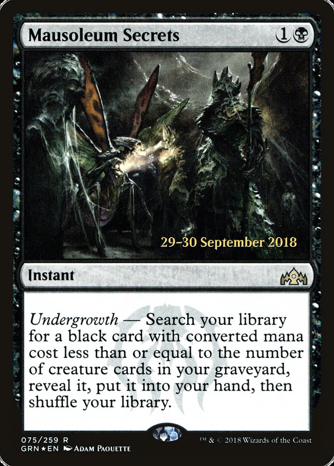 Mausoleum Secrets [Guilds of Ravnica Prerelease Promos] | Deep Dive Games St. Marys