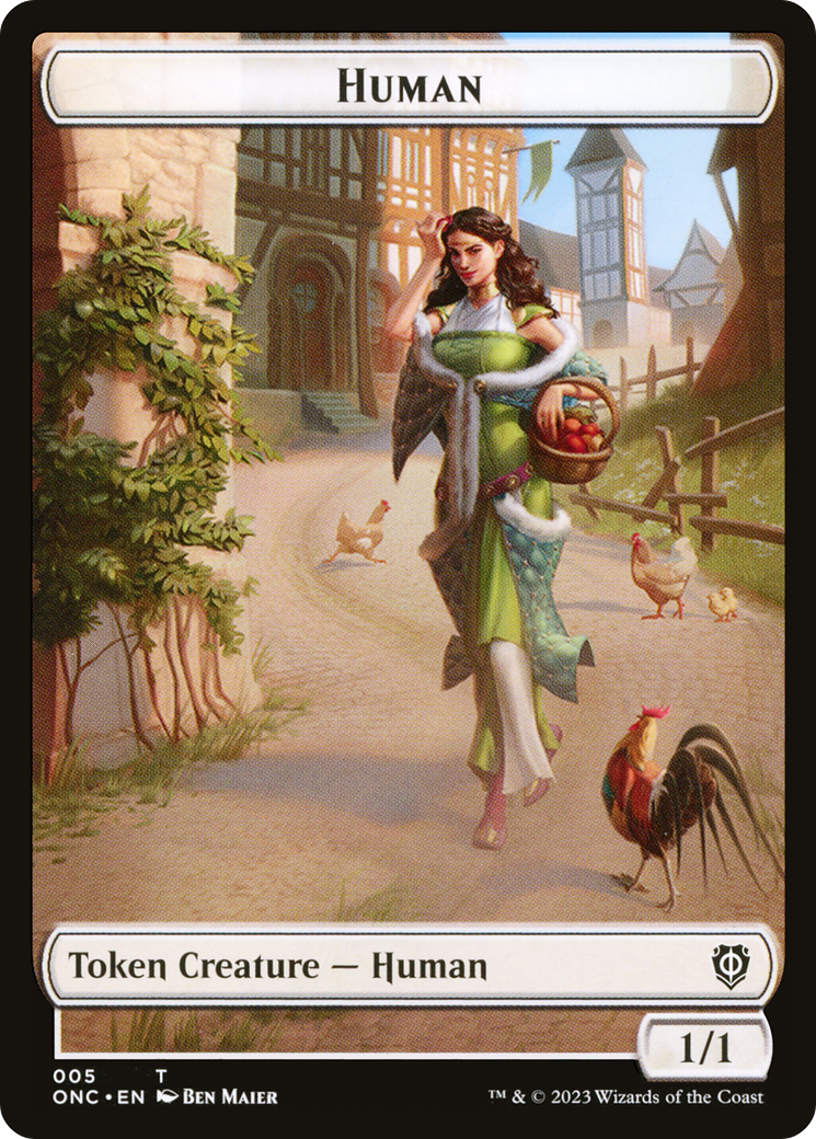 Human // Spirit Double-Sided Token [Phyrexia: All Will Be One Commander Tokens] | Deep Dive Games St. Marys