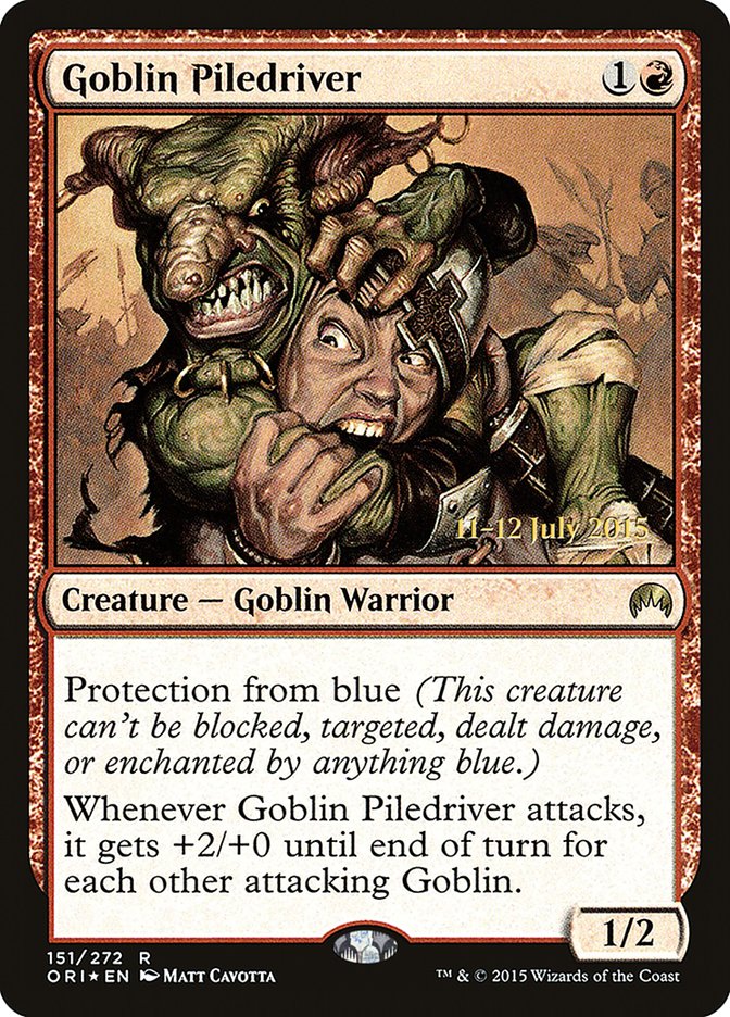 Goblin Piledriver [Magic Origins Prerelease Promos] | Deep Dive Games St. Marys