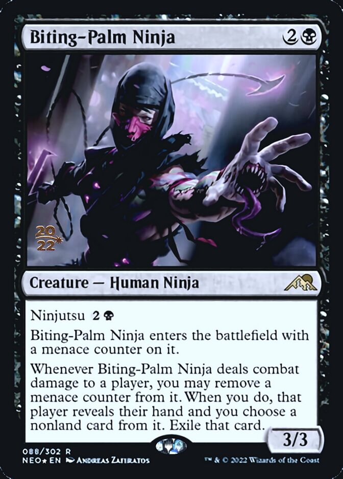 Biting-Palm Ninja [Kamigawa: Neon Dynasty Prerelease Promos] | Deep Dive Games St. Marys