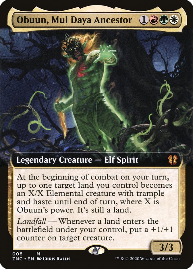 Obuun, Mul Daya Ancestor (Extended Art) [Zendikar Rising Commander] | Deep Dive Games St. Marys