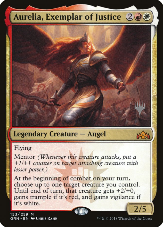 Aurelia, Exemplar of Justice (Promo Pack) [Guilds of Ravnica Promos] | Deep Dive Games St. Marys