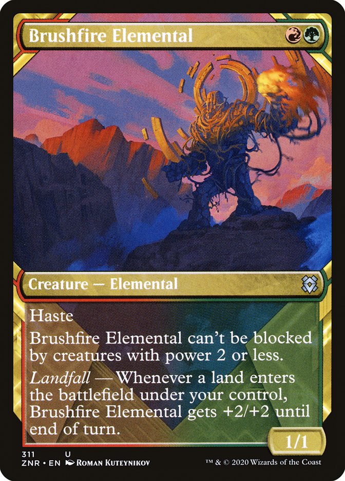 Brushfire Elemental (Showcase) [Zendikar Rising] | Deep Dive Games St. Marys