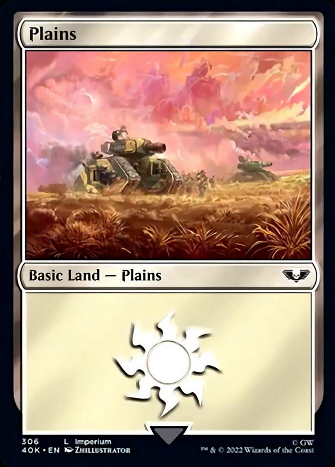 Plains (306) (Surge Foil) [Warhammer 40,000] | Deep Dive Games St. Marys