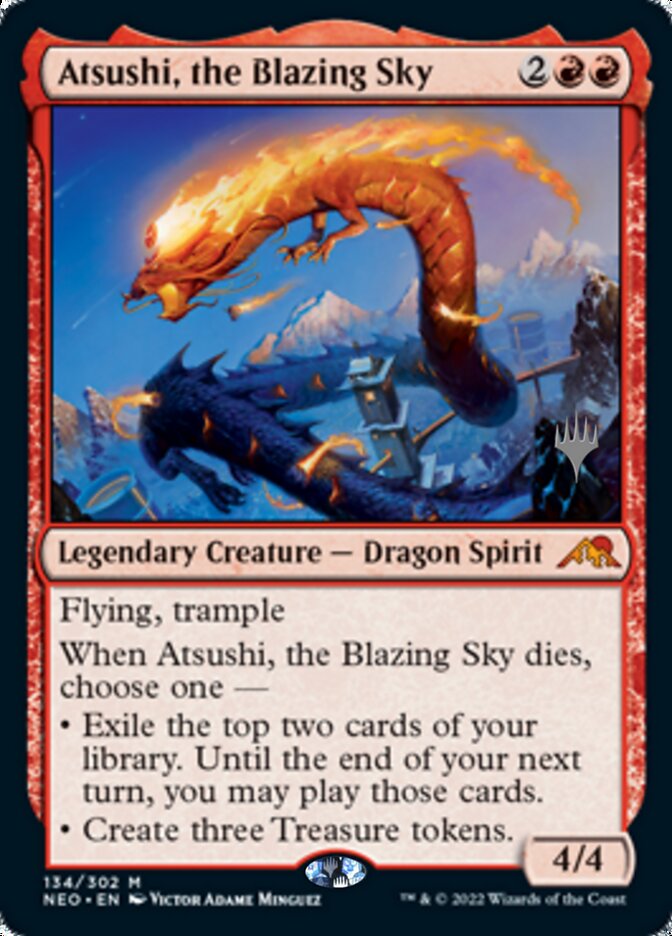 Atsushi, the Blazing Sky (Promo Pack) [Kamigawa: Neon Dynasty Promos] | Deep Dive Games St. Marys