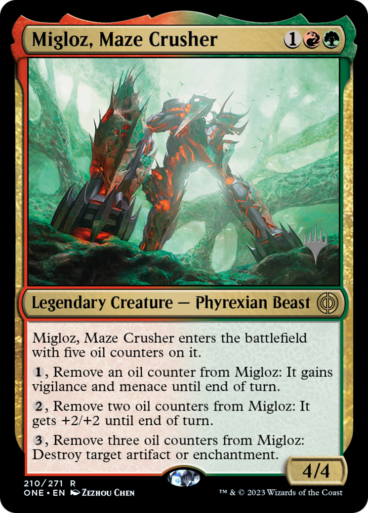 Migloz, Maze Crusher (Promo Pack) [Phyrexia: All Will Be One Promos] | Deep Dive Games St. Marys