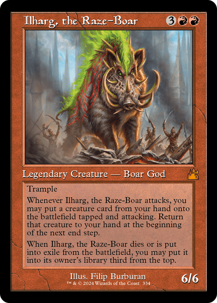 Ilharg, the Raze-Boar (Retro Frame) [Ravnica Remastered] | Deep Dive Games St. Marys