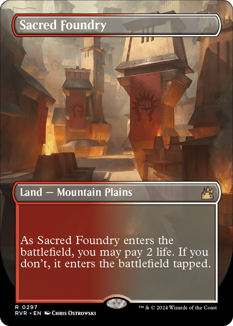 Sacred Foundry (Borderless) [Ravnica Remastered] | Deep Dive Games St. Marys