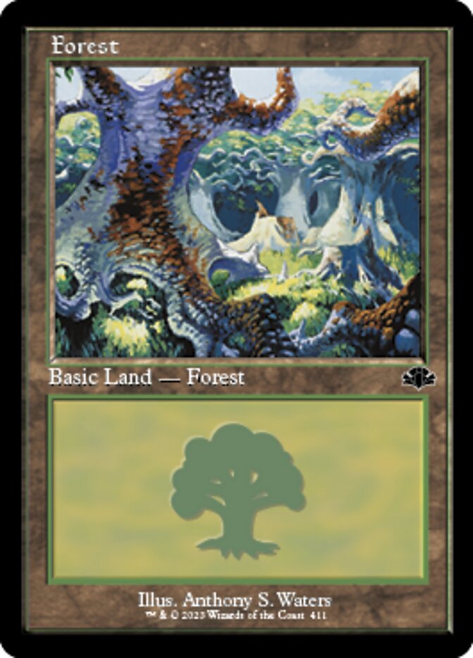 Forest (411) (Retro) [Dominaria Remastered] | Deep Dive Games St. Marys