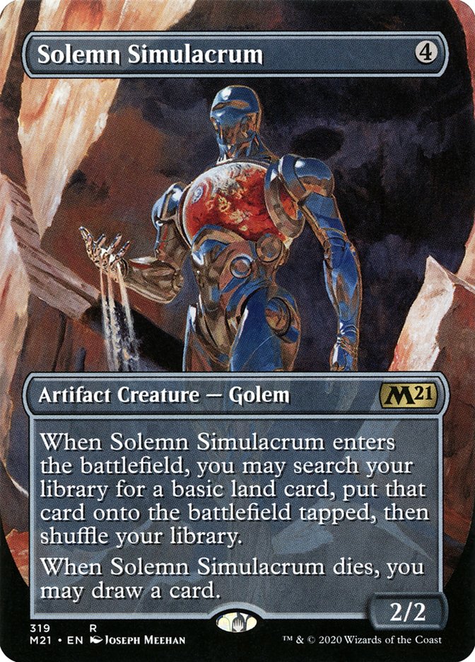 Solemn Simulacrum (Borderless Alternate Art) [Core Set 2021] | Deep Dive Games St. Marys