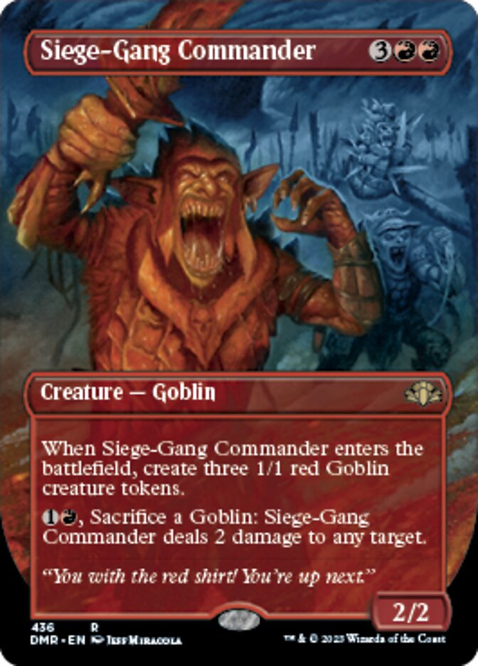 Siege-Gang Commander (Borderless Alternate Art) [Dominaria Remastered] | Deep Dive Games St. Marys