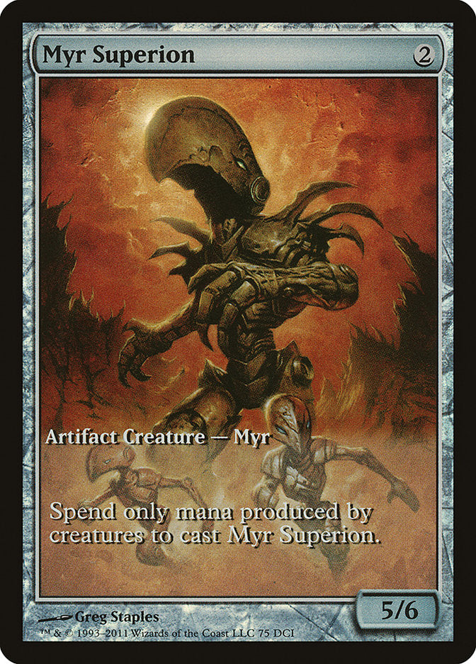 Myr Superion (Game Day) (Extended Art) [New Phyrexia Promos] | Deep Dive Games St. Marys