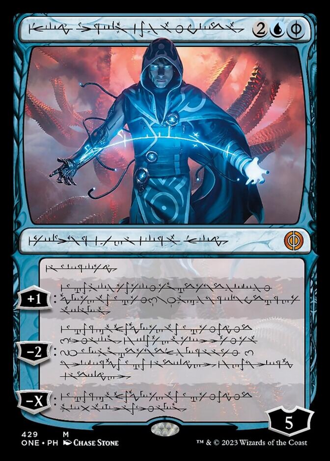 Jace, the Perfected Mind (Phyrexian Step-and-Compleat Foil) [Phyrexia: All Will Be One] | Deep Dive Games St. Marys