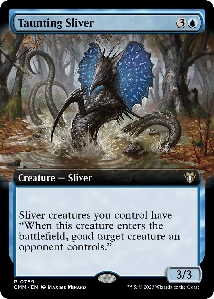 Taunting Sliver (Extended Art) [Commander Masters] | Deep Dive Games St. Marys