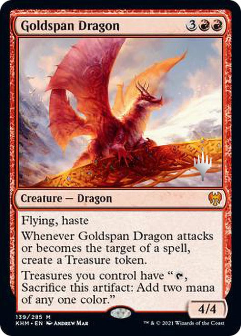 Goldspan Dragon (Promo Pack) [Kaldheim Promos] | Deep Dive Games St. Marys