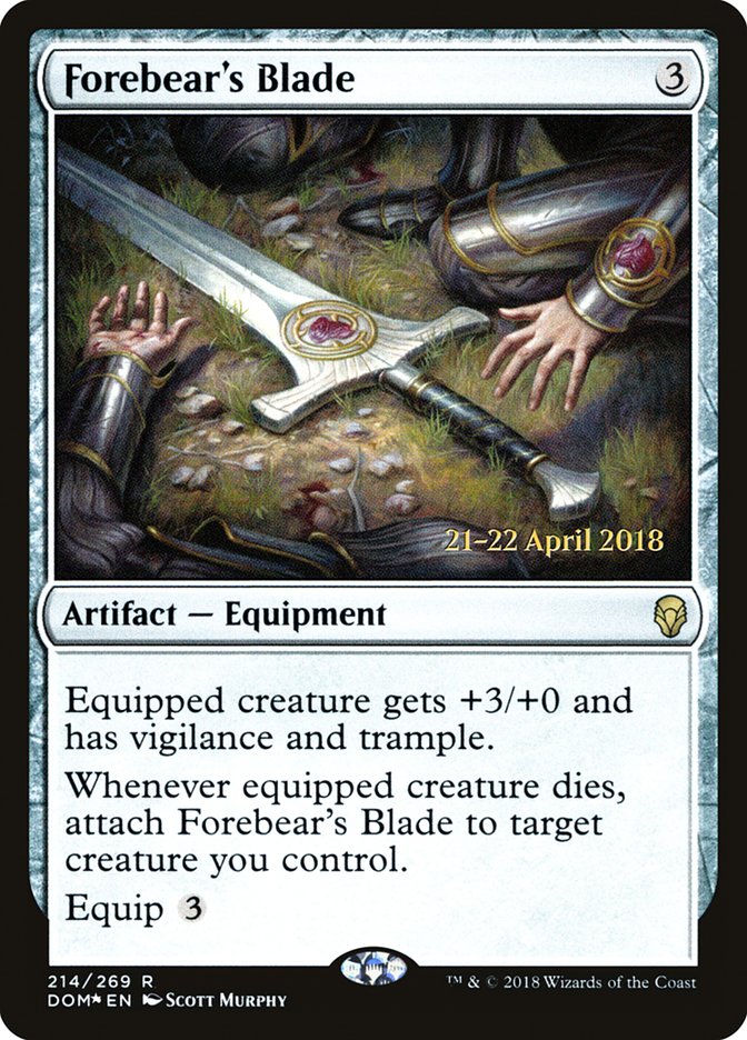 Forebear's Blade [Dominaria Prerelease Promos] | Deep Dive Games St. Marys