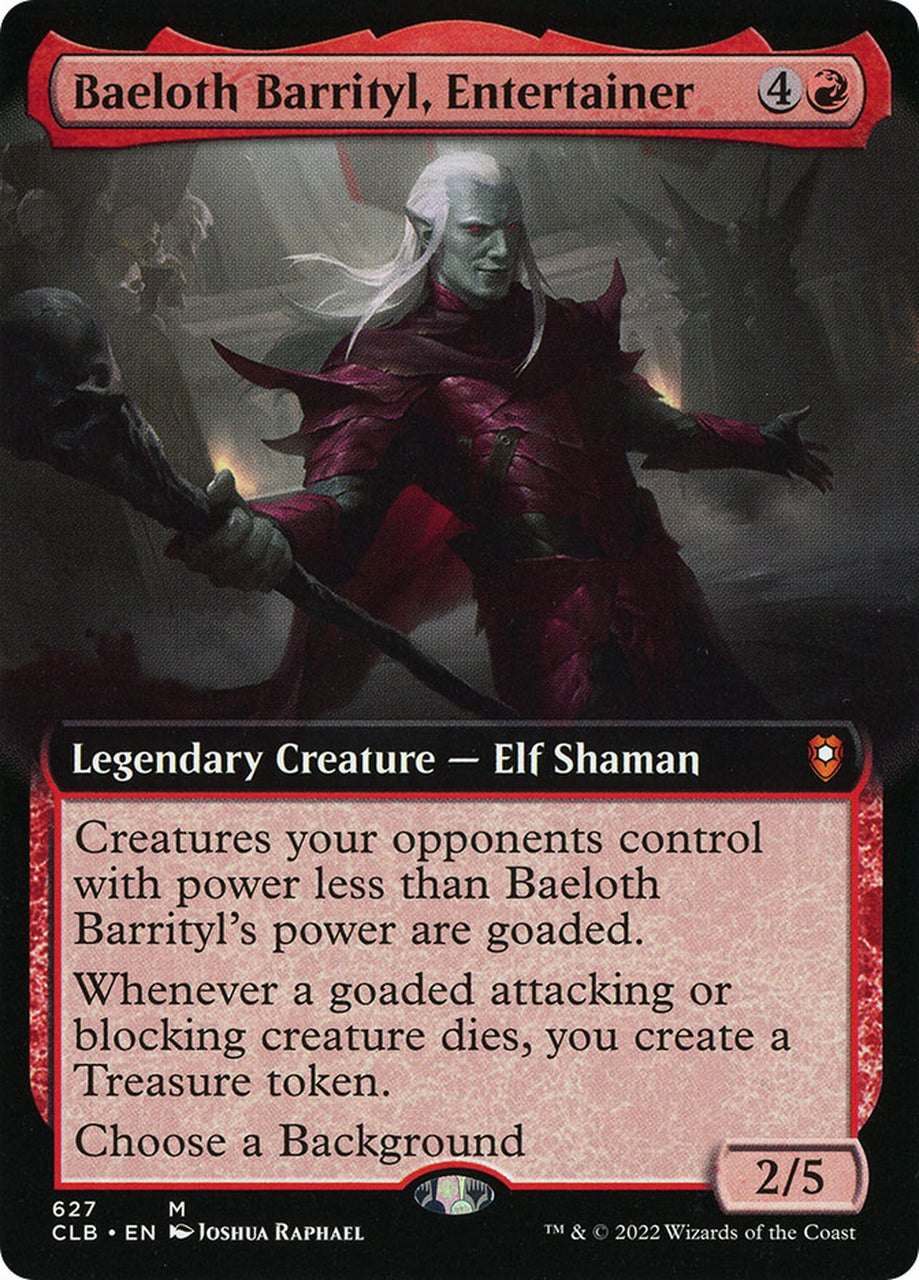 Baeloth Barrityl, Entertainer (Extended Art) [Commander Legends: Battle for Baldur's Gate] | Deep Dive Games St. Marys