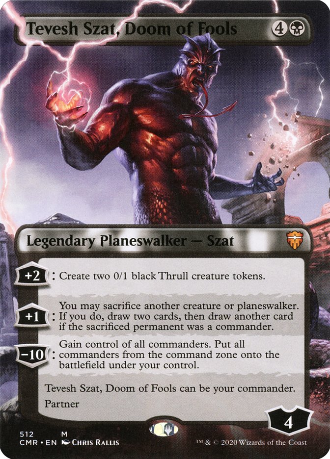 Tevesh Szat, Doom of Fools (Borderless) [Commander Legends] | Deep Dive Games St. Marys