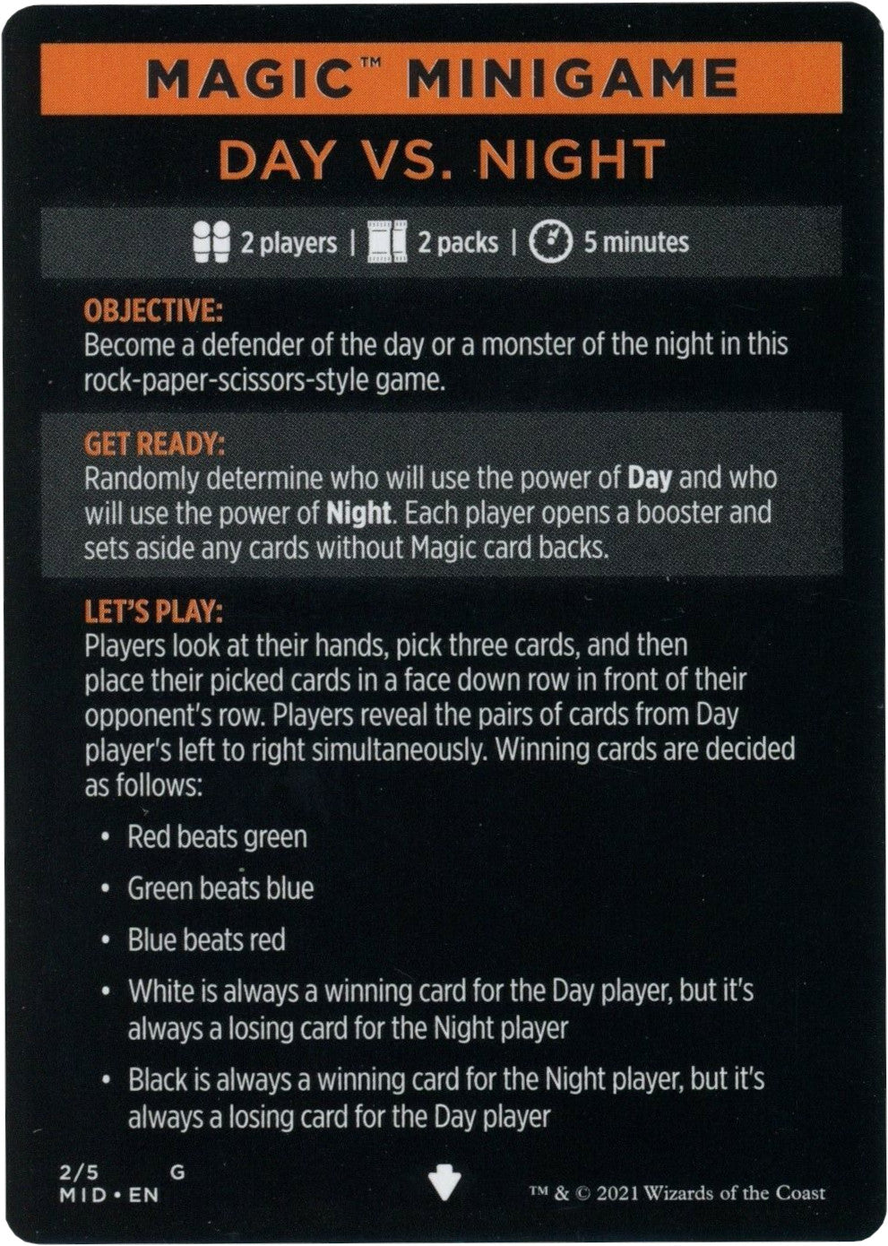 Day Vs. Night (Magic Minigame) [Innistrad: Midnight Hunt Minigame] | Deep Dive Games St. Marys