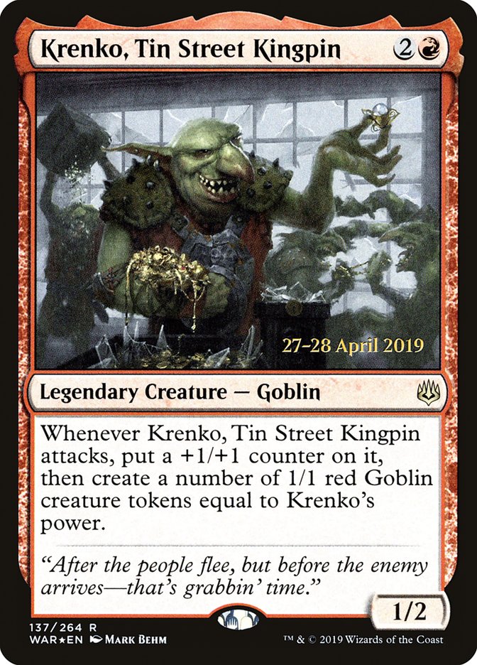 Krenko, Tin Street Kingpin [War of the Spark Prerelease Promos] | Deep Dive Games St. Marys