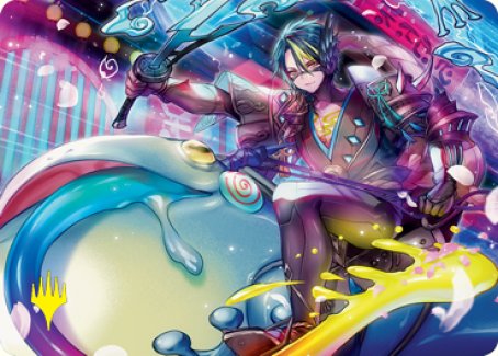 Tatsunari, Toad Rider Art Card (Gold-Stamped Signature) [Kamigawa: Neon Dynasty Art Series] | Deep Dive Games St. Marys