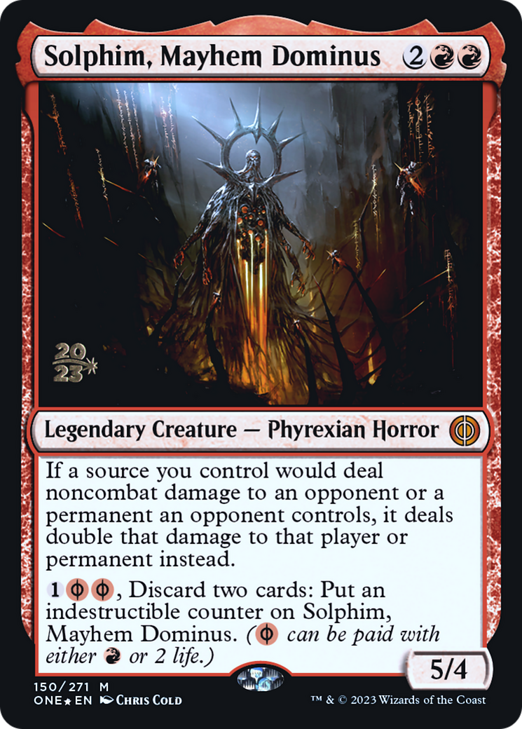 Solphim, Mayhem Dominus [Phyrexia: All Will Be One Prerelease Promos] | Deep Dive Games St. Marys