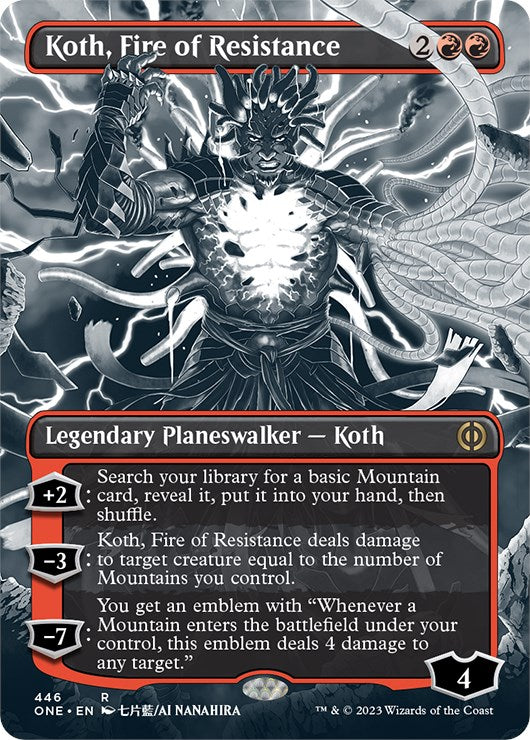 Koth, Fire of Resistance (Borderless Manga Step-and-Compleat Foil) [Phyrexia: All Will Be One] | Deep Dive Games St. Marys