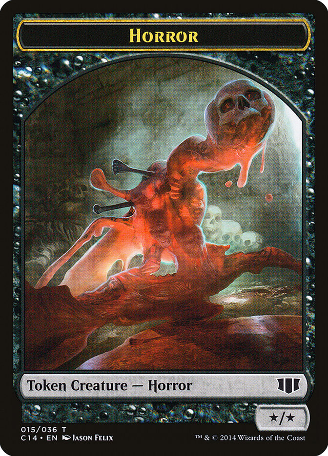 Horror // Zombie (016/036) Double-Sided Token [Commander 2014 Tokens] | Deep Dive Games St. Marys