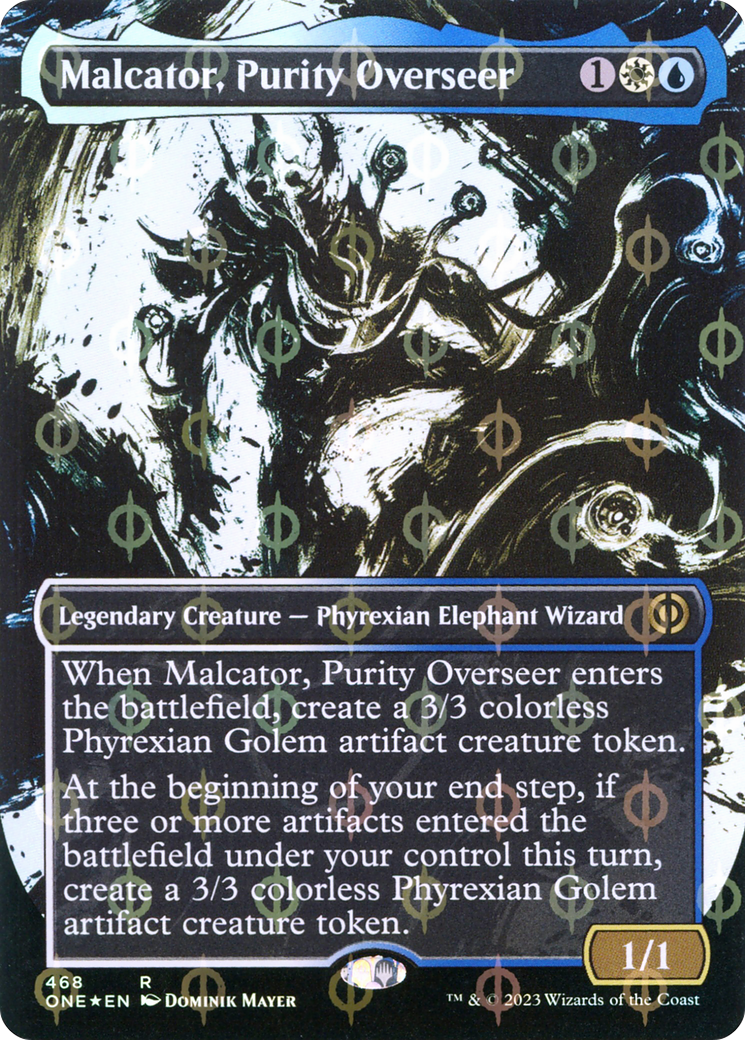 Malcator, Purity Overseer (Borderless Ichor Step-and-Compleat Foil) [Phyrexia: All Will Be One] | Deep Dive Games St. Marys