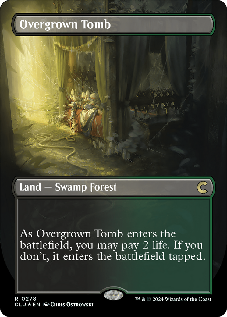 Overgrown Tomb (Borderless) [Ravnica: Clue Edition] | Deep Dive Games St. Marys